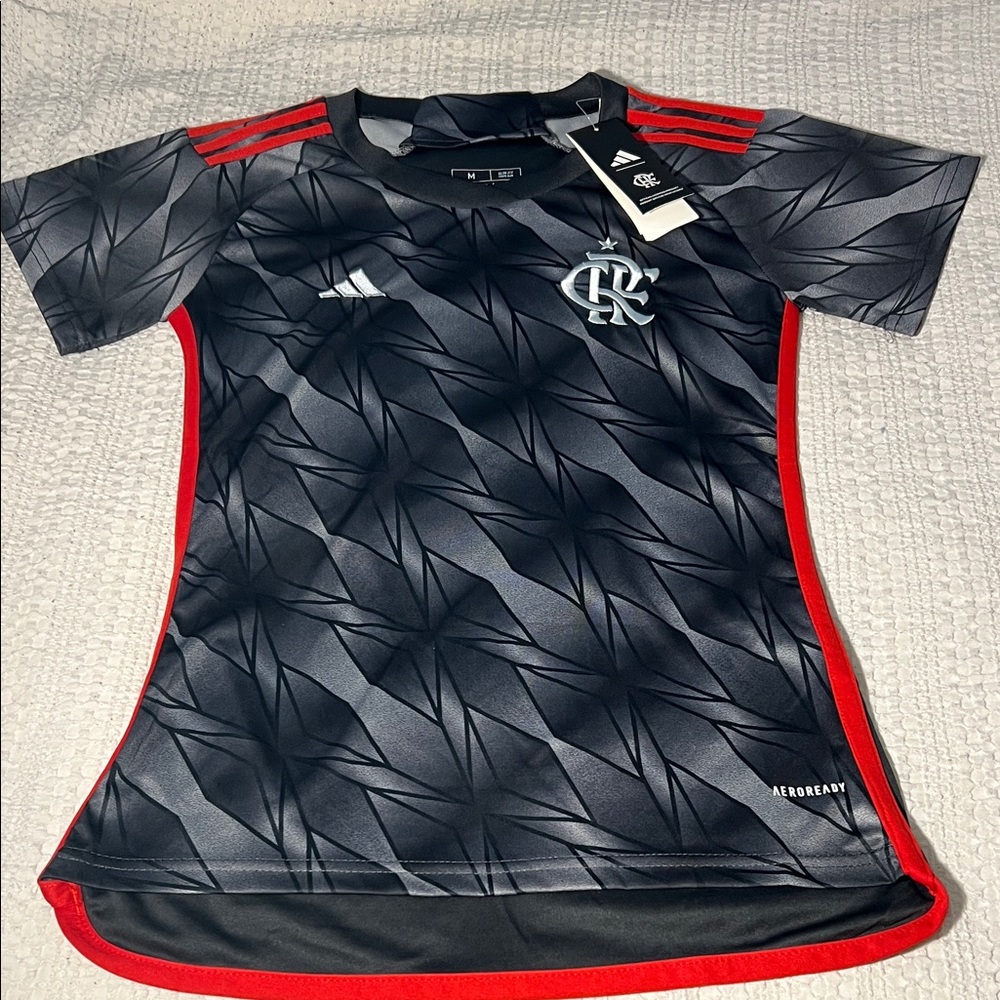 Adidas Black and Red Performance Soccer Jersey